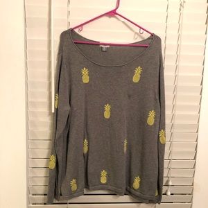 Grey and neon pineapple print sweater.